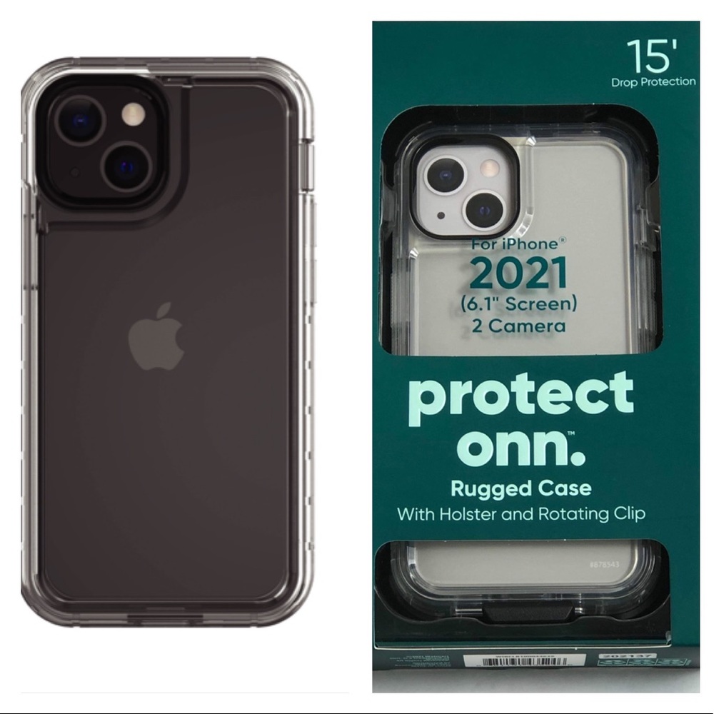 onn. IPhone 13 Phone Case with Built In Microbial Protection(Clear)
